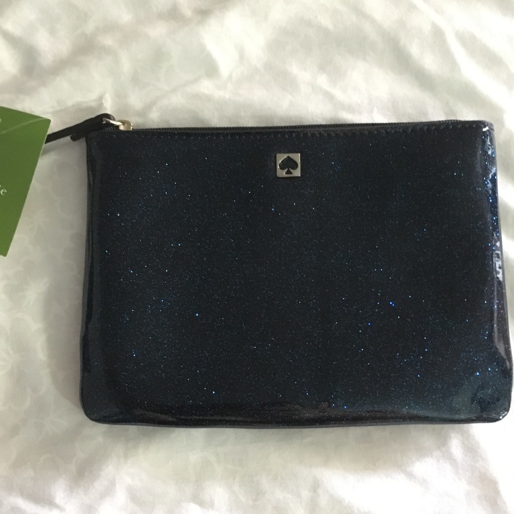 Kate Spade blue galaxy glitter pouch
